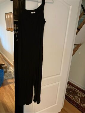 Storq maternity ribbed Scoop Sleeveless Black Wide-Leg Jumpsuit o/s